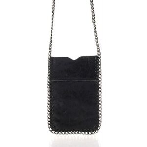 Mini Crossbody Bag Phone Pouch Chain Trim black and silver
